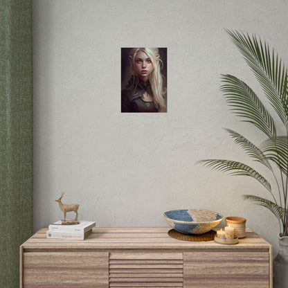 Blonde Portrait: Elegant Woman in Black Dress - Poster
