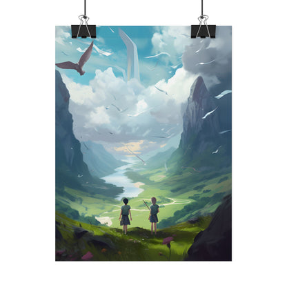 Tranquil Meadow Figures: Realistic Painting of People - Poster