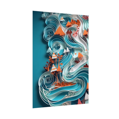 Paper Quilled Canyon Landscape: Natural Desert Artwork - Poster