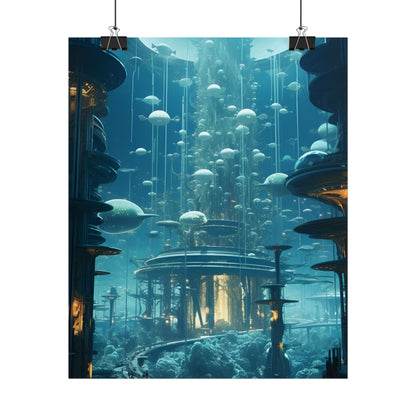 Underwater City of Tomorrow: Futuristic Urban Landscape Art - Poster