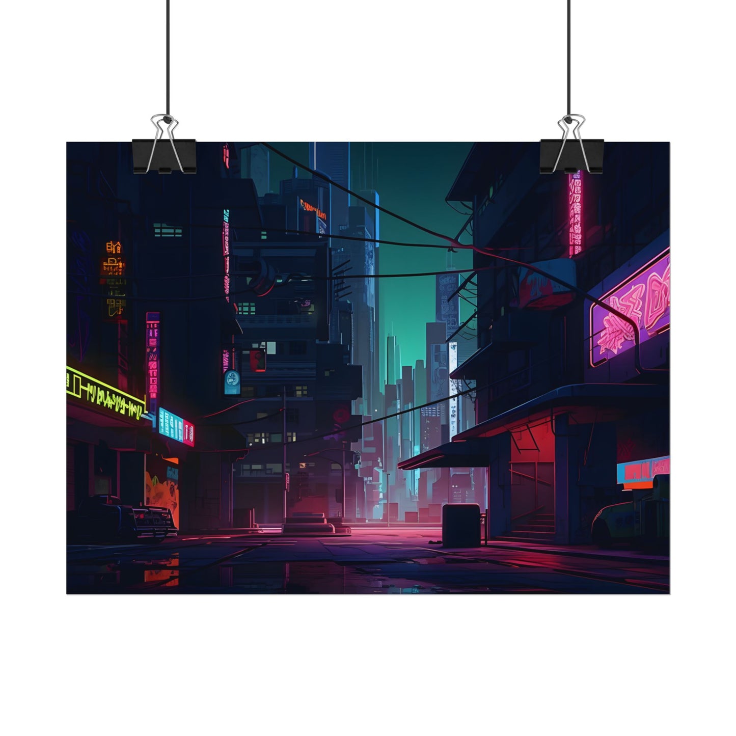 Nightfall in Neo-City: A Melancholic Cyberpunk Scene - Poster