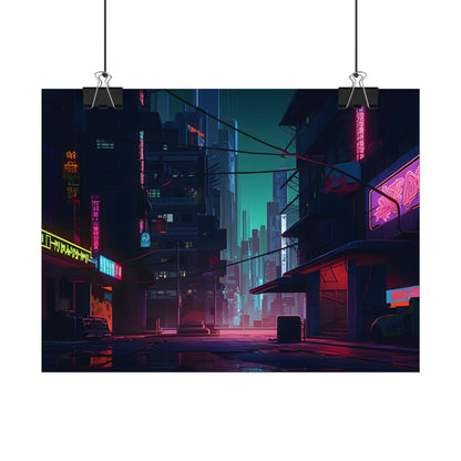 Nightfall in Neo-City: A Melancholic Cyberpunk Scene - Poster