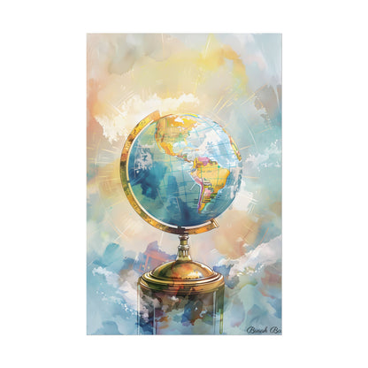 Vintage-Style Globe: World Map with Iconic Features - Poster