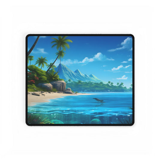 Tropical Island Paradise: Serene Tranquility - Desk Mat