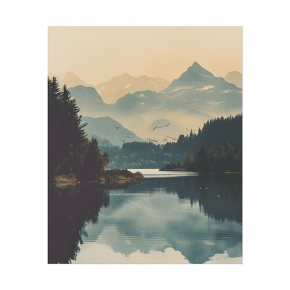 Serene Mountain Lake Aerial: Birds Eye View Artwork - Poster