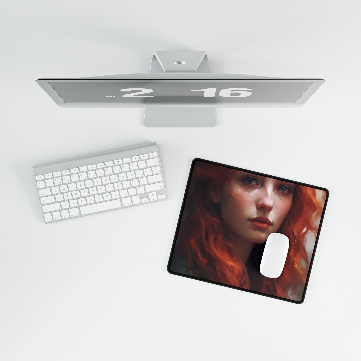 Astonishing Redhead Portrait: Female Artwork - Desk Mat