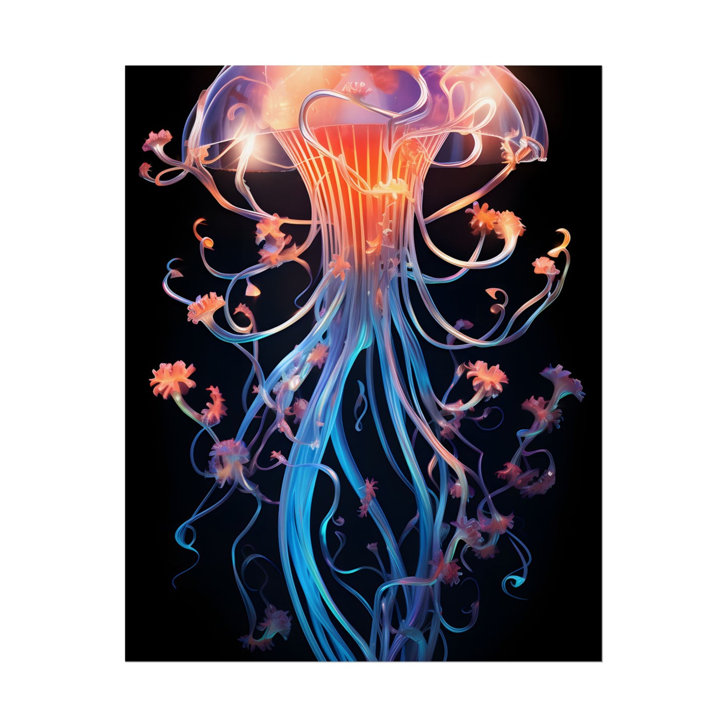 Bioluminescent Oceanic Ballet: Elegantly Poised Dancer in Underwater Performance - Poster