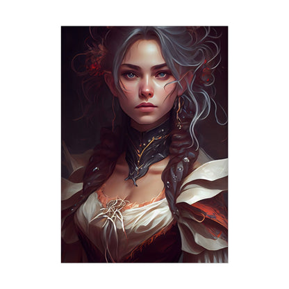 Glamorous Mid-20s Female Portrait: Black Hair Artwork - Poster
