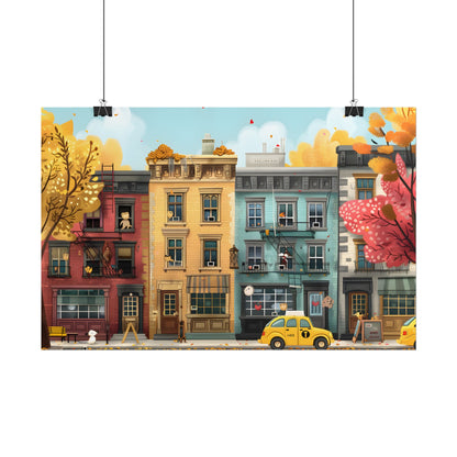 Whimsical Wonder: Playful Yellow Building Illustration - Poster