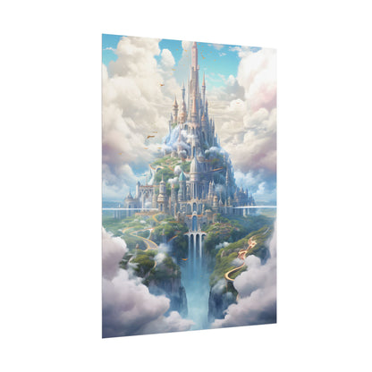 Floating City in Celestial Fantasy Realm: Whimsical Artwork - Poster