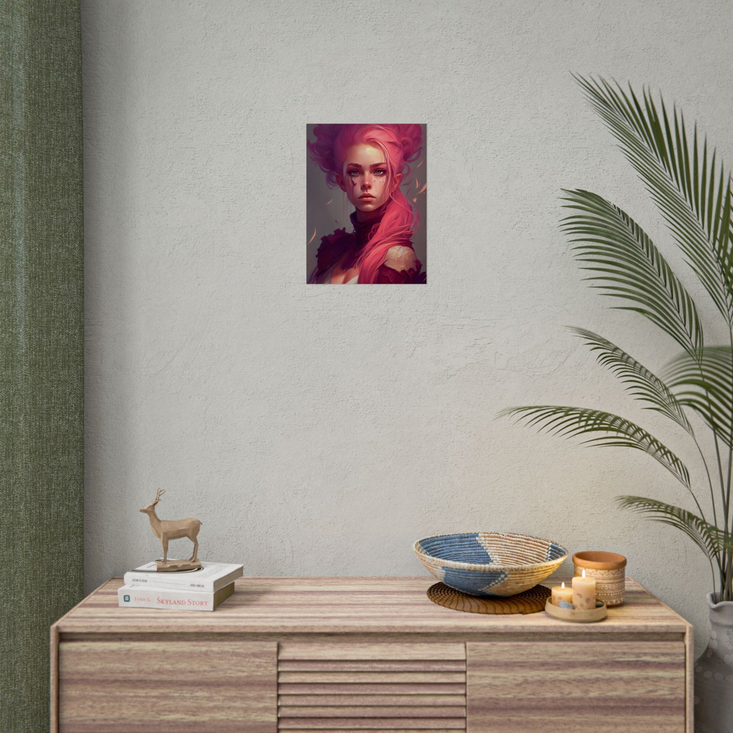 Enigmatic Portrait: Pink Hair in Darkness - Poster