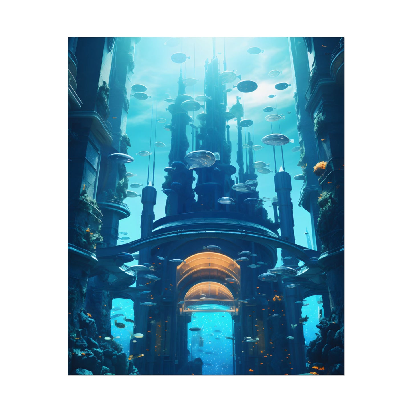 Futuristic Underwater Metropolis: Glass Cityscape - Poster