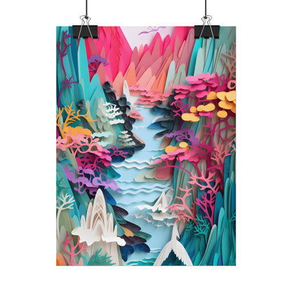 Japanese Paper Quilling Craft: Vibrant Landscape Art - Poster