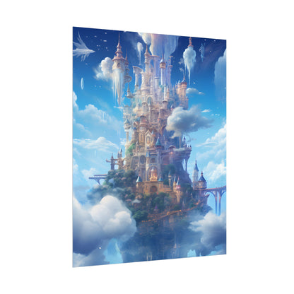 Floating City in Celestial Fantasy Realm: Dreamlike Digital Art - Poster