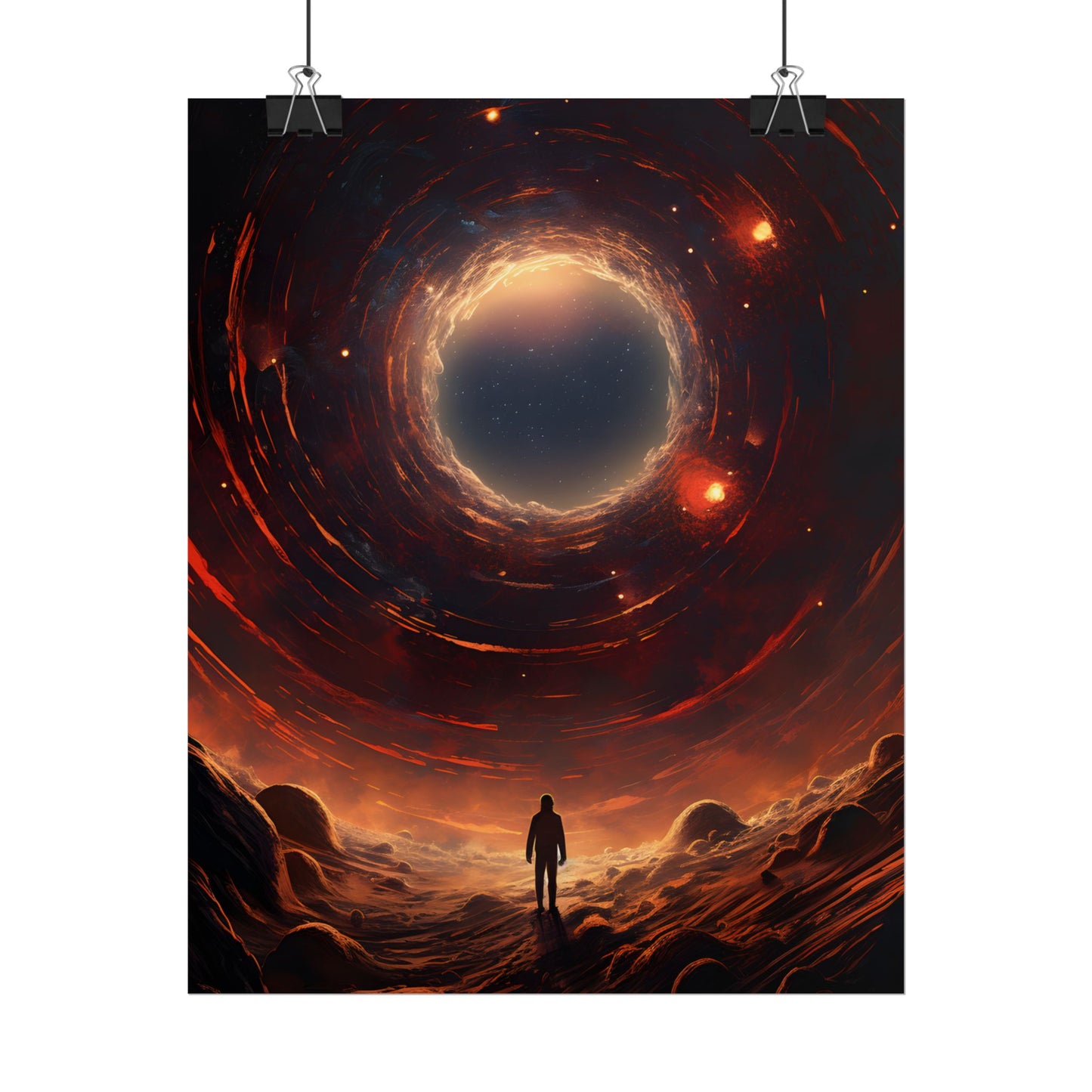 Black Hole Cosmic: A Realistic Digital Artwork of a Planet in Orbit - Poster