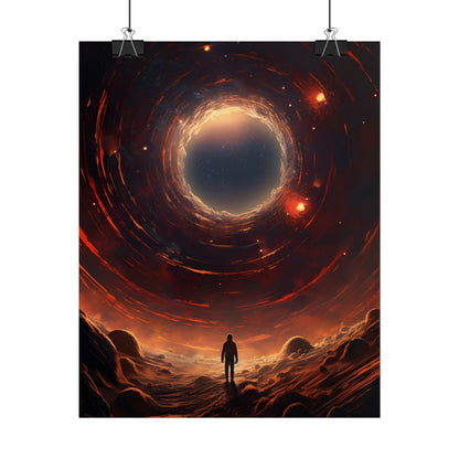 Black Hole Cosmic: A Realistic Digital Artwork of a Planet in Orbit - Poster