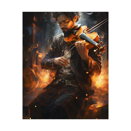 The Mysterious Musician: Close-Up Portrait with Violin - Poster