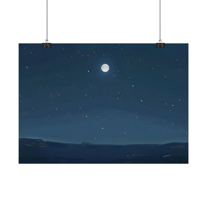 Starry Night Sky: Minimalist Beauty in Blue - Poster