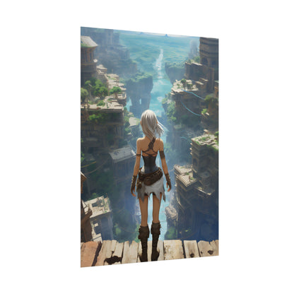 Dramatic Anime Female: Dynamic Birds Eye View Artwork - Poster