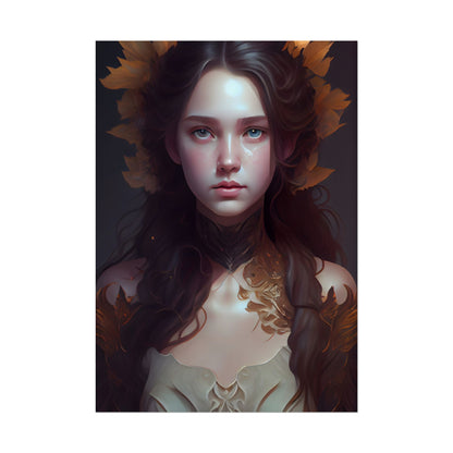 Brown Hair Female Portrait: Artistic Style Digital Art - Poster