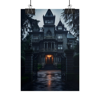 Haunted Victorian Mansion: Spooky Atmosphere Artwork - Poster
