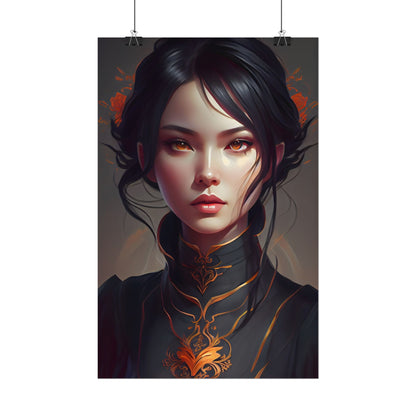 Realistic Female Portrait in Elegant Dress - Poster