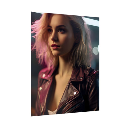 Cyberpunk Teen Close-Up: Digital Artwork - Poster