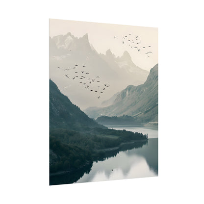 Serene Mountain Lake: A Peaceful Nature Artwork - Poster
