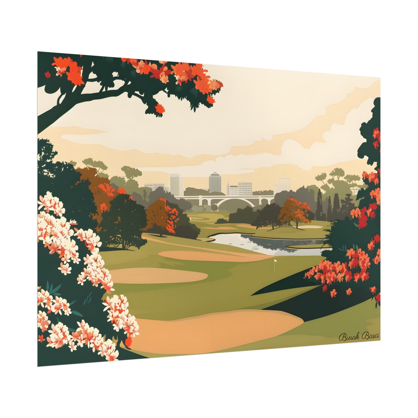 Retro Golf Illustration: Classic Course Art - Poster