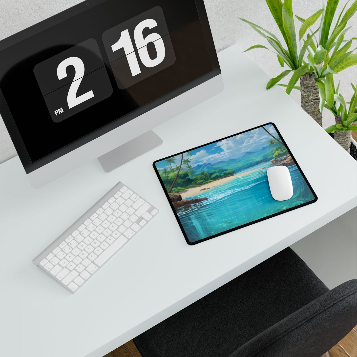 Tropical Paradise Serenity: Tranquil Island Escape Art - Desk Mat