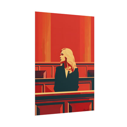 Elegant Woman in White: Modern Art Portrait - Poster