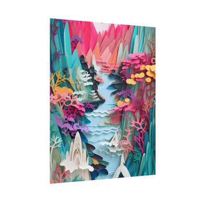 Japanese Paper Quilling Craft: Vibrant Landscape Art - Poster