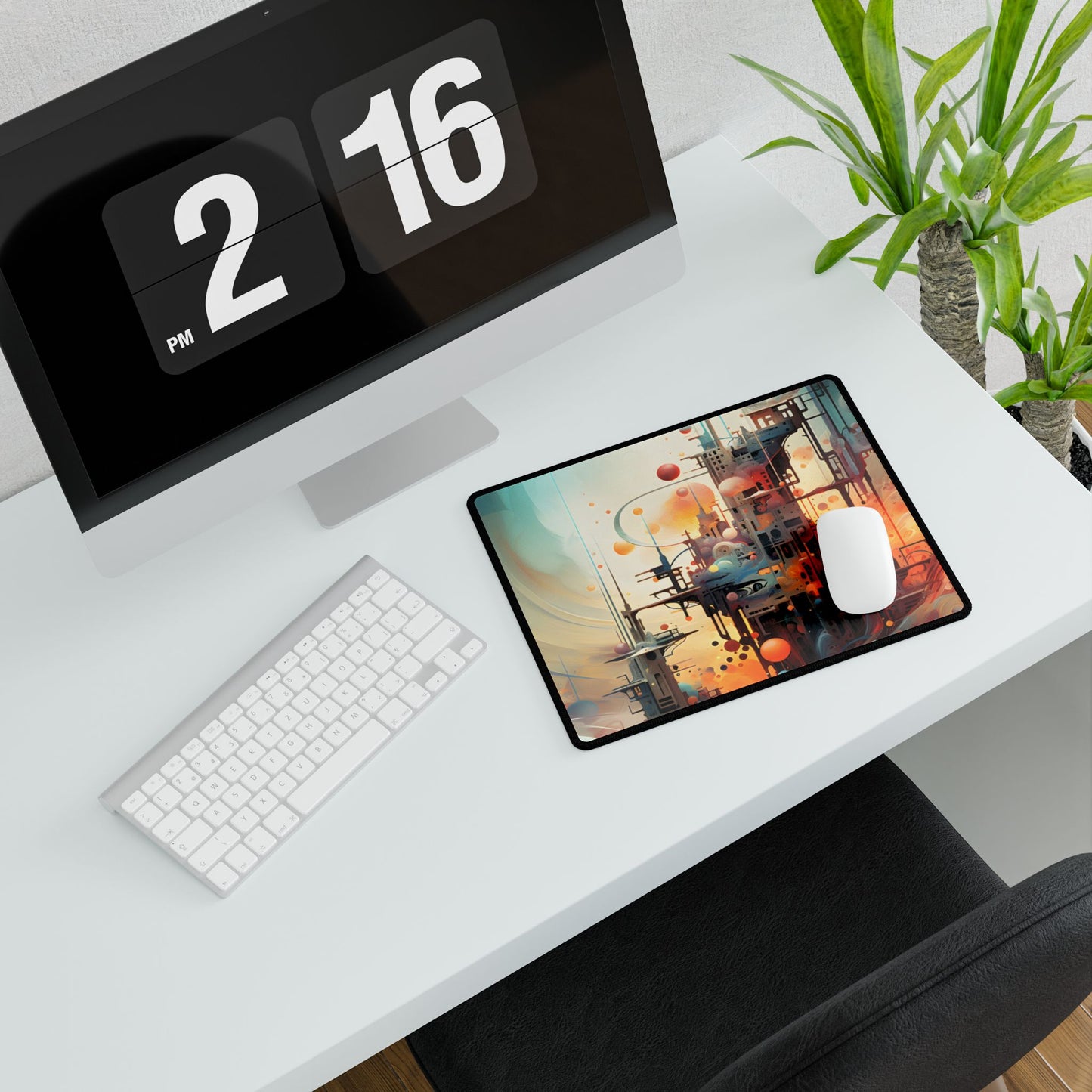 Cyber Dreamscape: Abstract Digital Artwork - Desk Mat