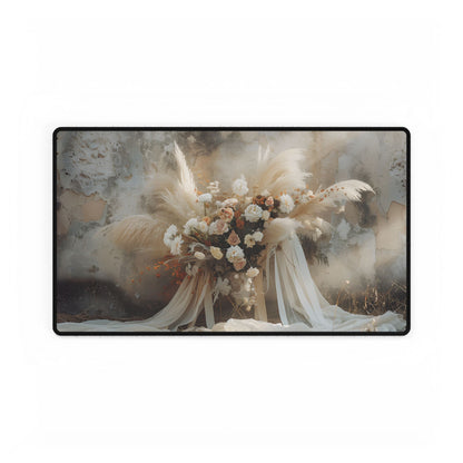 Whimsical Floral Bloom: Pampas Grass Artwork - Desk Mat