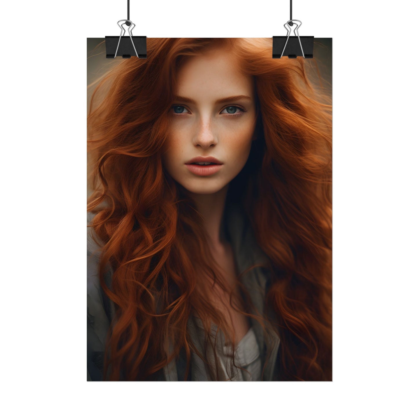 Gorgeous Redhead Woman: Natural Beauty Artwork - Poster