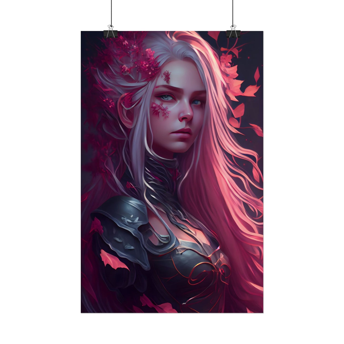 Astonishing Female Portrait with Pink Hair: Artistic Vision - Poster