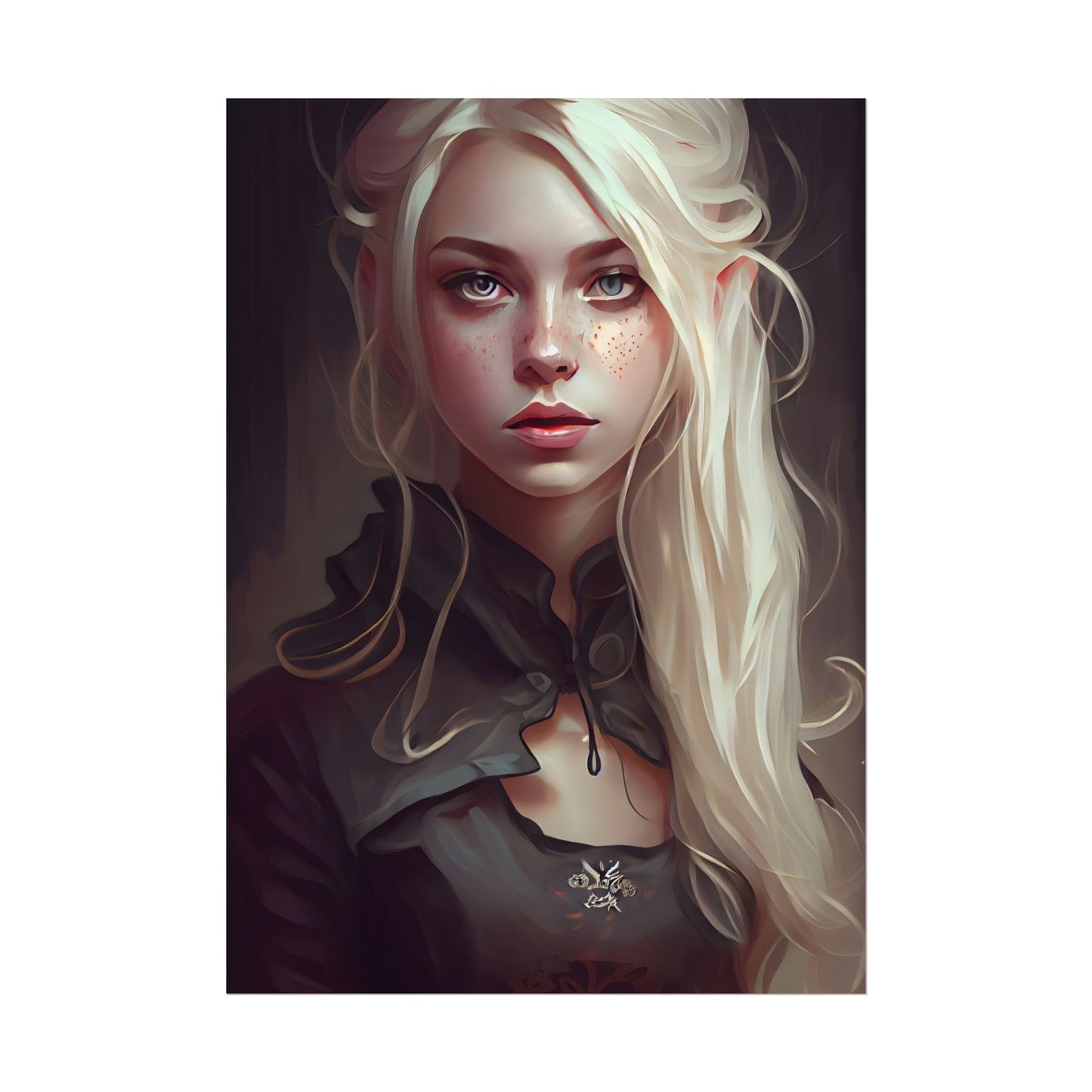 Blonde Portrait: Elegant Woman in Black Dress - Poster