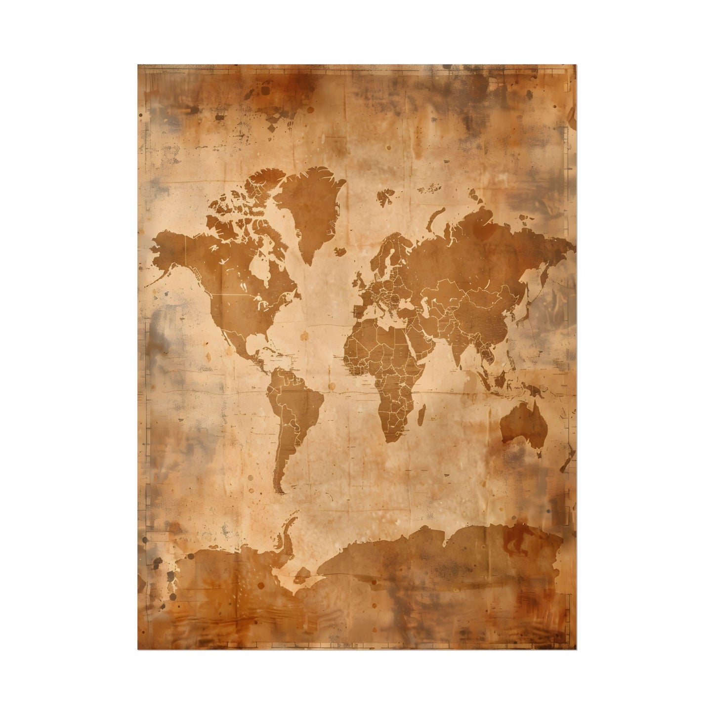 Vintage World Map: Artistic Cartography on Canvas - Poster