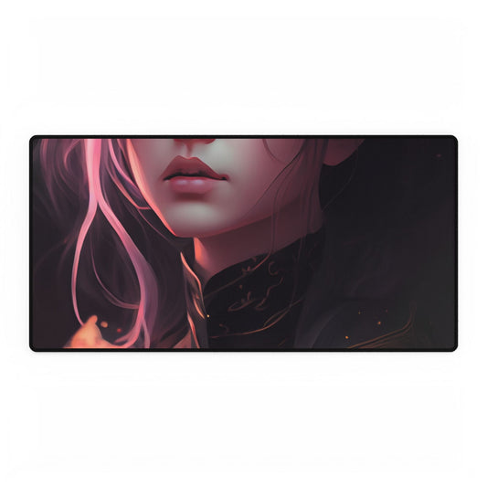 Soft Focus Portrait: Astonishing Female with Pink Hair in a Dre - Desk Mat