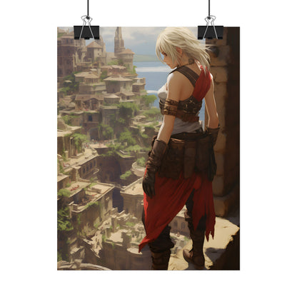 Dramatic Anime Female: Birds Eye View Illustration - Poster