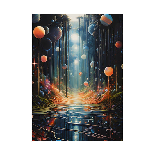 Vibrant Celestial Art Gallery: Otherworldly Landscape - Poster