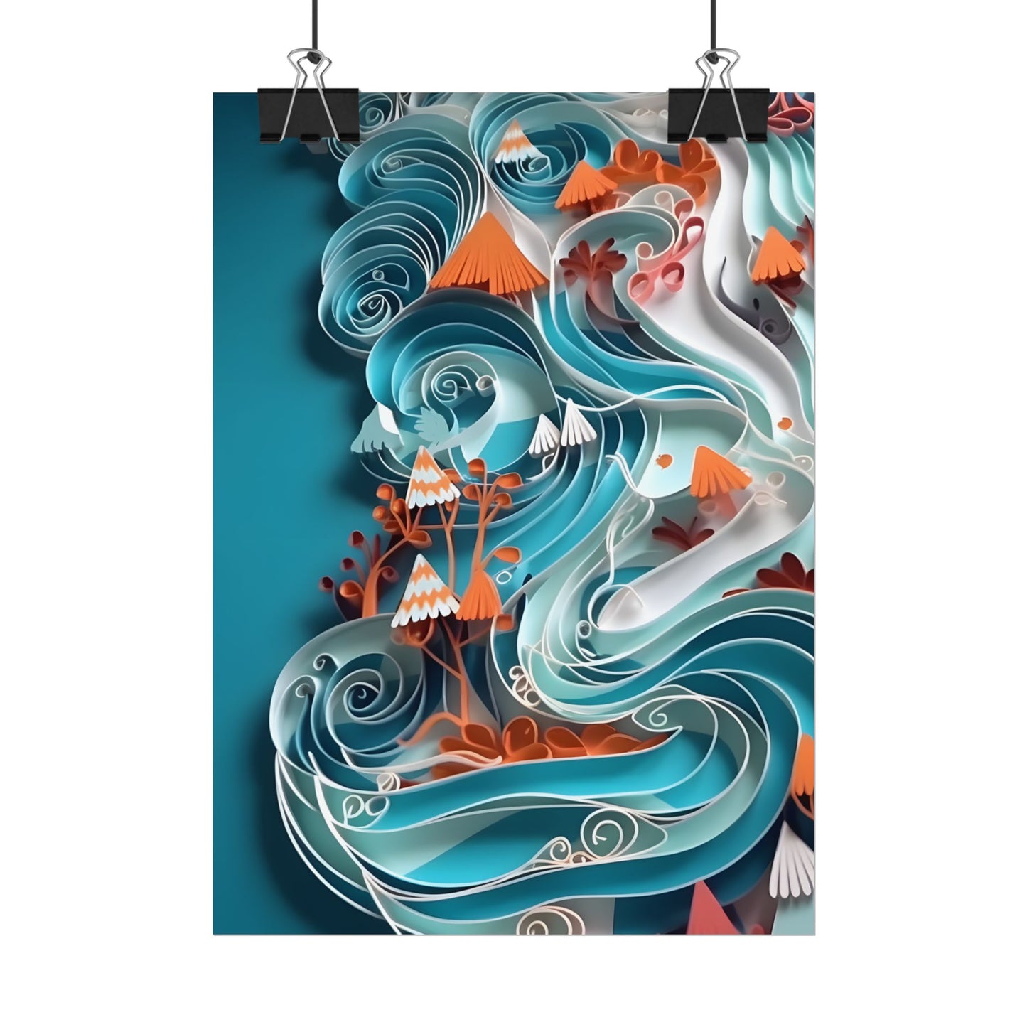 Paper Quilled Canyon Landscape: Natural Desert Artwork - Poster