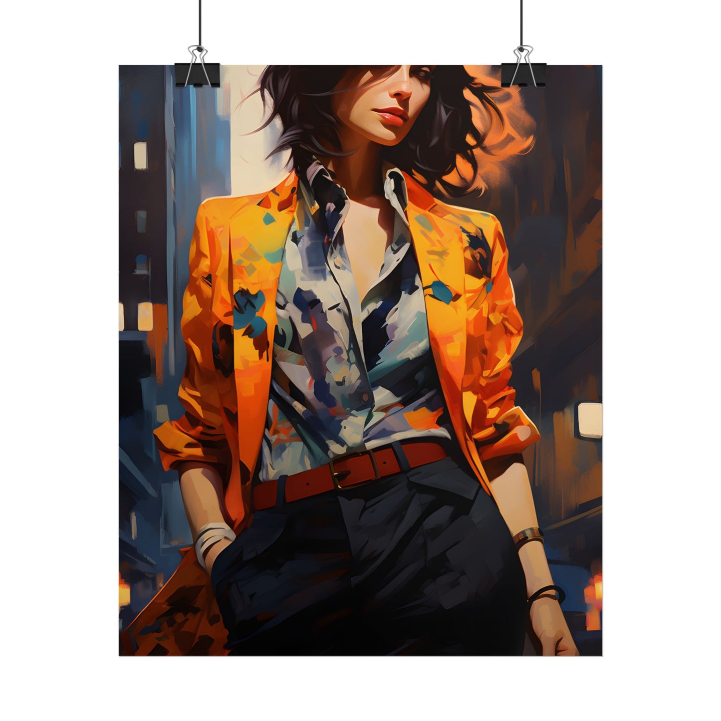 Urban Youthful Portrait: Fashionable City Style Digital Art - Poster
