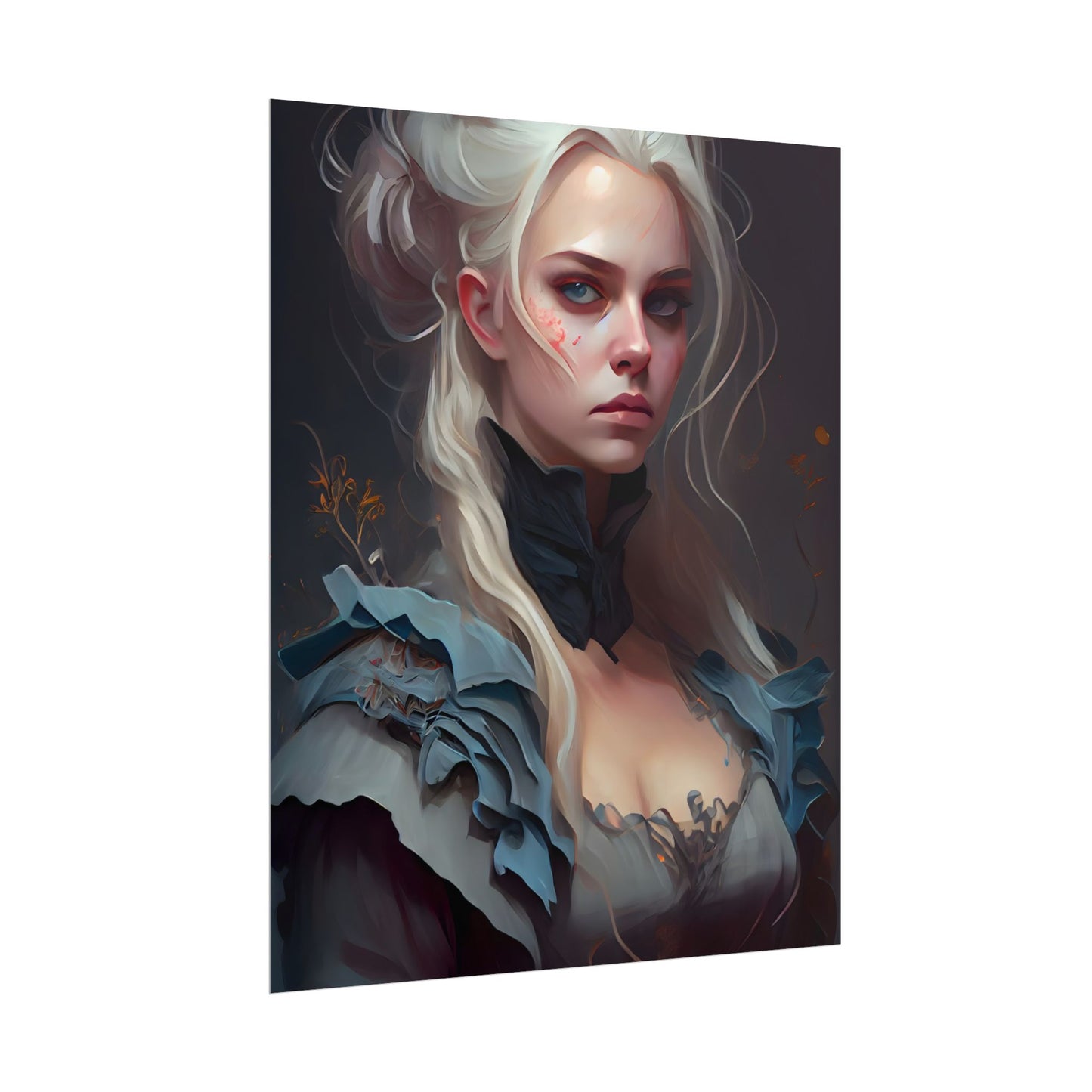 Blonde Profile Portrait: Simple Daylight Dress Art - Poster