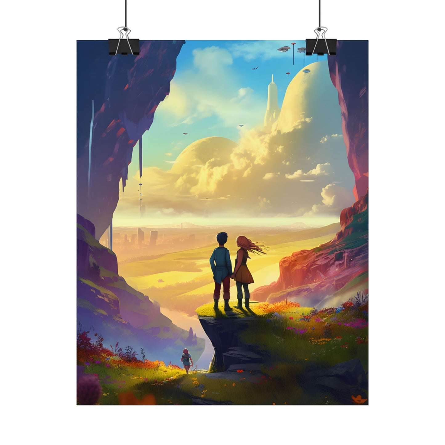 Nature's Friends: Girl and Boy on Meadow Hill - Poster