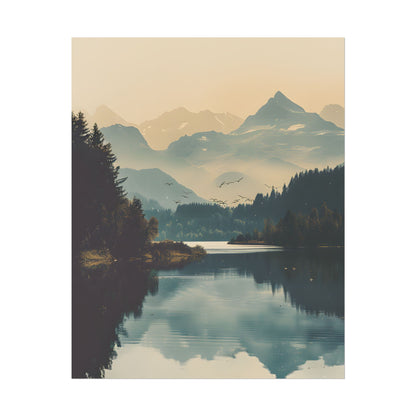 Serene Mountain Lake Aerial: Birds Eye View Artwork - Poster
