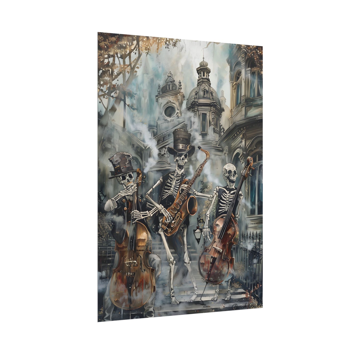 Victorian Lowbrow Jazz: Skeleton Band in Artistic Swing - Poster