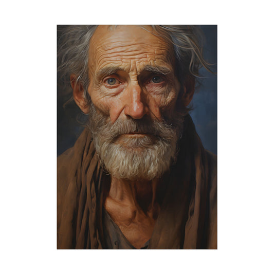 Elderly Wisdom Portrait: A Close-Up of Maturity - Poster