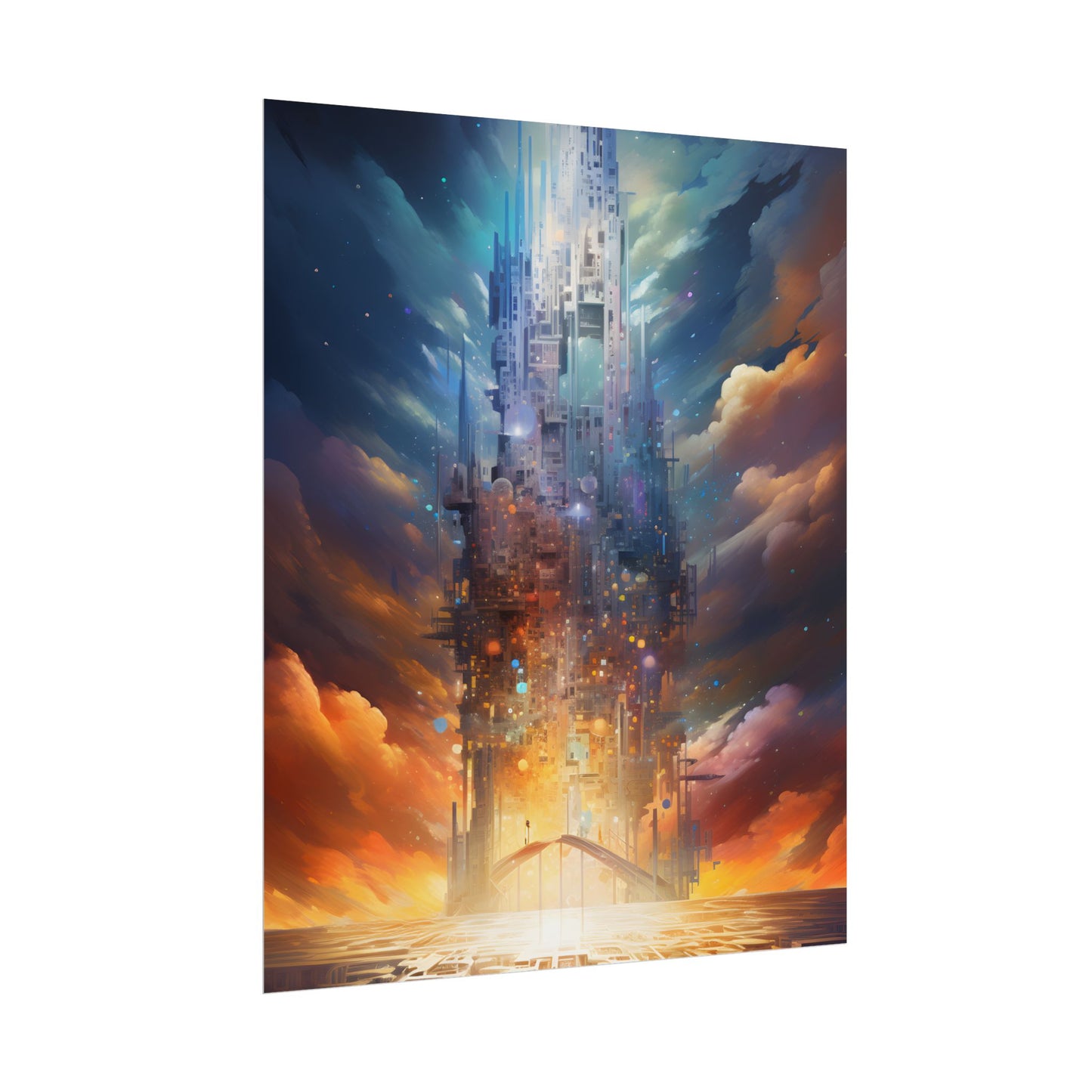Vibrant Cyber Dreamscape: Abstract Digital Artwork - Poster