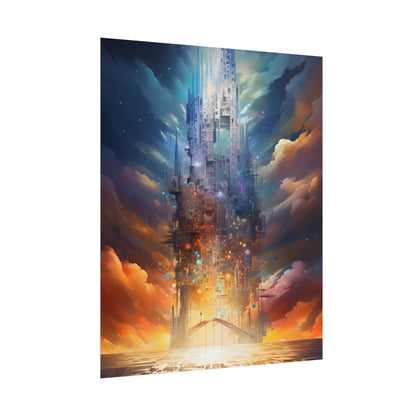 Vibrant Cyber Dreamscape: Abstract Digital Artwork - Poster